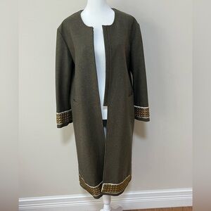 Gryphon Wool Green Shin Length Coat. Size XL. Great Condition.